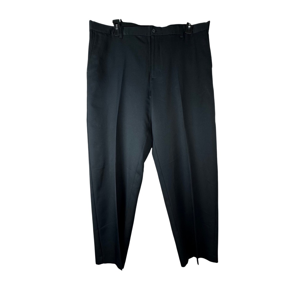 Chaps Men Black Classic Fit‎ Flat Front Dress Pants W40 Casual Office Work
